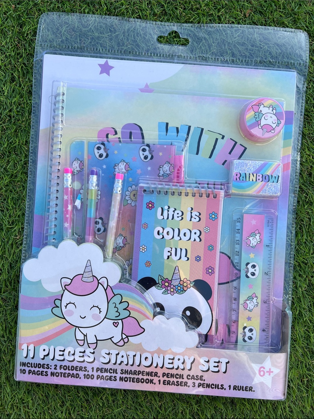 11-piece VOTUM kids' stationery set with whimsical unicorn and panda designs NEW